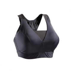 Stanik fitness kardio 900. Czarne biustonosze sportowe DOMYOS, z elastanu. Za 79,99 zł.
