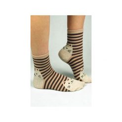 Skarpetki z kotem na pięcie i palcach. Szare skarpetki damskie Candysox.pl, w paski. Za 30,00 zł.