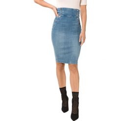 Guess Gwen Spódnica Niebieski. Niebieskie spódniczki damskie Guess, z aplikacjami, z elastanu. Za 481,95 zł.