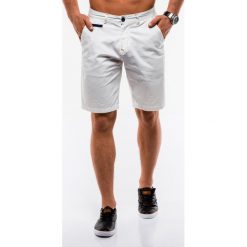 Krótkie spodenki męskie chino W194 - białe. Białe spodenki i szorty męskie Ombre Clothing, m, bez wzorów, z bawełny, klasyczne, krótkie. Za 39,00 zł.