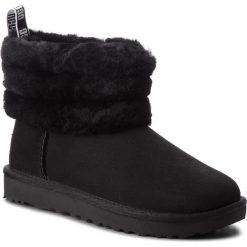 Buty UGG - W Fluff Mini 1098533 W/Blk. Czarne kozaki damskie Ugg, ze skóry, bez zapięcia. W wyprzedaży za 519,00 zł.