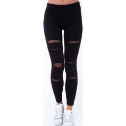 Legginsy z rozcięciami i siatką czarne 8040. Czarne legginsy damskie marki Fasardi, s. Za 39,00 zł.