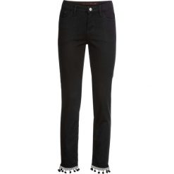 Dżinsy z pomponikami bonprix czarny twill. Czarne jeansy damskie bonprix, z jeansu. Za 89,99 zł.