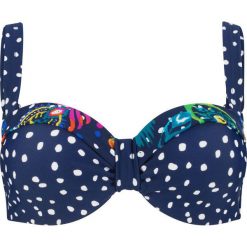 Biustonosz bikini na fiszbinach bonprix niebieski. Niebieskie stroje kąpielowe damskie bonprix, bez wzorów. Za 49,99 zł.