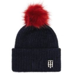 Tommy Hilfiger Czapka zimowa Niebieski. Niebieskie czapki damskie TOMMY HILFIGER, na zimę, bez wzorów, z wełny. Za 238,95 zł.