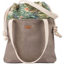 Torebka worek "DUOBAG", kolor taupe w palmy. Torebki worki damskie me&BAGS, bez wzorów, z tkaniny, duże, bez dodatków. Za 229,00 zł.