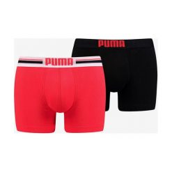 Puma 2-pack Bokserki Czarny Czerwony. Czerwone bokserki męskie Puma, bez wzorów, z elastanu. Za 80,95 zł.