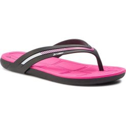 Japonki RIDER - Elite II Fem 82502 Black/Pink 20753. Różowe klapki damskie Rider, bez wzorów, z tworzywa sztucznego, bez obcasa. W wyprzedaży za 79,00 zł.