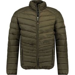 Kurtka przejściowa w kolorze khaki. Brązowe płaszcze męskie Canadian Peak, m, z aplikacjami, bez kaptura. W wyprzedaży za 175,95 zł.