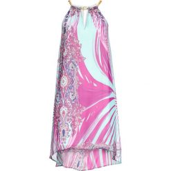 Sukienka z dekoltem halter bonprix turkusowy. Niebieskie sukienki damskie bonprix, bez wzorów, z poliesteru, bez kołnierzyka, bez rękawów. Za 79,99 zł.