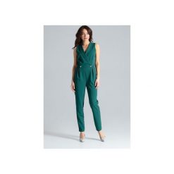 Kombinezon L040 Zielony. Zielone kombinezony damskie Lenitif, xl, bez wzorów, klasyczne, z klasycznym kołnierzykiem, bez rękawów. Za 219,00 zł.