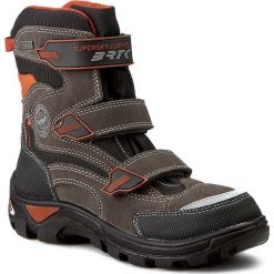 Śniegowce BARTEK - 97672-04M Szary Pomarańcz. Czarne buty chłopięce zimowe marki Bartek, bez zapięcia. W wyprzedaży za 229,00 zł.