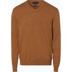 Andrew James - Sweter męski z dodatkiem kaszmiru, beżowy. Brązowe swetry klasyczne męskie marki Andrew James, s, z wełny, klasyczne, z dekoltem w serek. Za 229,95 zł.