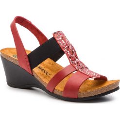 Sandały DR. BRINKMANN - 710952 Rot 4. Czerwone klapki damskie Dr. Brinkmann, bez wzorów, ze skóry, bez obcasa, na obcasie. W wyprzedaży za 189,00 zł.