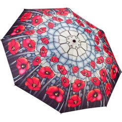 Parasole: Parasol „Stained Glass Poppies” w kolorze szaro-czerwonym