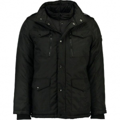 Parka "Divergence" w kolorze czarnym. Czarne parki męskie Geographical Norway Men, m, z aplikacjami. W wyprzedaży za 386,95 zł.
