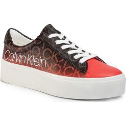 Sneakersy CALVIN KLEIN - Janika B4E7962 Brown/Coral. Czerwone półbuty damskie Calvin Klein, na co dzień, bez wzorów, ze skóry ekologicznej, bez obcasa, bez zapięcia. Za 499,00 zł.