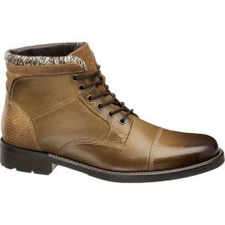 Kozaki męskie AM SHOE brązowe. Brązowe buty zimowe męskie AM SHOE, z materiału, na sznurówki. Za 259,90 zł.