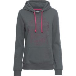 Bluza z nadrukiem bonprix antracytowy. Szare bluzy z kapturem damskie marki bonprix, z nadrukiem. Za 69,99 zł.