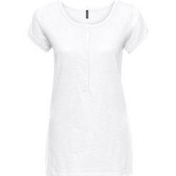 Shirt z plisą guzikową bonprix biały. Koszulki damskie bonprix. Za 34,99 zł.