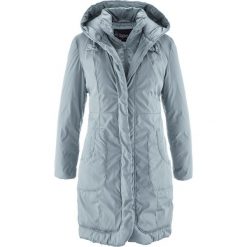Płaszcz ocieplany bonprix srebrnoszary. Szare kurtki damskie marki bonprix, bez wzorów, bez kaptura. Za 239,99 zł.