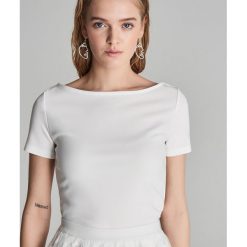 Gładki t-shirt - Kremowy. Białe t-shirty damskie Sinsay, s, bez wzorów, bez kołnierzyka. Za 39,99 zł.