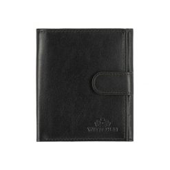 Portfele damskie: Skórzany portfel w kolorze czarnym – (D)11,5 x (S)9,5 cm