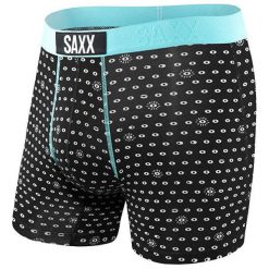 SAXX Męski bokser Vibe Boxer Modern Fit Black Icu (rozmiar M). Czarne slipy męskie termoaktywne Saxx, bez wzorów. W wyprzedaży za 102,00 zł.