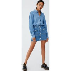 Spódnica jeansowa z guzikami. Szare spódniczki damskie Pull&Bear, bez wzorów, z jeansu. Za 89,90 zł.