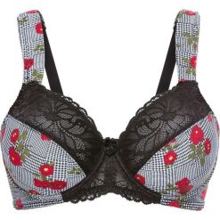 Biustonosz minimizer bonprix biało-czarny w kratę. Białe biustonosze bonprix. Za 21,99 zł.