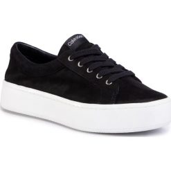 Tenisówki CALVIN KLEIN - Corrica E4472 Black. Czarne półbuty damskie Calvin Klein, bez wzorów, z zamszu, bez obcasa, na płaskiej podeszwie, bez zapięcia. W wyprzedaży za 499,00 zł.