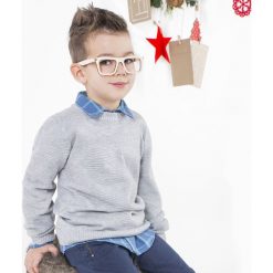 SWETER. Szare swetry chłopięce marki Cosmic, z aplikacjami, z bawełny. Za 39,90 zł.