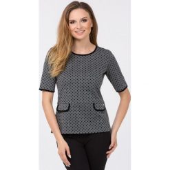 Elegancka bluza w groszki. Szare bluzy damskie Monnari, w grochy, z wiskozy, z krótkim rękawem, krótkie, bez kaptura. Za 75,18 zł.