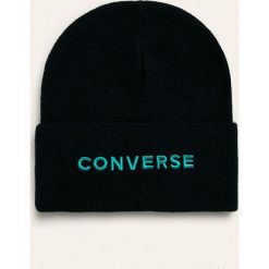 Converse - Czapka. Niebieskie czapki męskie Converse, bez wzorów, z dzianiny. W wyprzedaży za 49,90 zł.