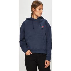 Tommy Jeans - Bluza. Niebieskie bluzy damskie Tommy Jeans, s, z nadrukiem, z bawełny, bez rękawów, z kapturem. W wyprzedaży za 269,90 zł.