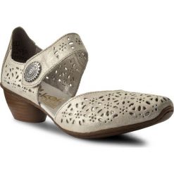 Półbuty RIEKER - 43755-62 Braun. Żółte creepersy damskie Rieker, ze skóry ekologicznej, eleganckie, na obcasie. W wyprzedaży za 179,00 zł.