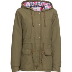 Kurtka zimowa na podszewce w kratę bonprix zielony khaki. Zielone kurtki damskie bonprix, na zimę, bez wzorów. Za 189,99 zł.