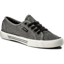 Tenisówki PEPE JEANS - Aberlady Nuit PLS30527 Chrome 952. Szare półbuty damskie Pepe Jeans, na co dzień, bez wzorów, z jeansu, bez obcasa, na płaskiej podeszwie, bez zapięcia. W wyprzedaży za 129,00 zł.