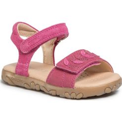 Sandały GEOX - J S.Haiti G. E J028ZE 08122 C8002 M Fuchsia. Różowe sandały dziewczęce Geox, z zamszu, bez zapięcia. Za 259,00 zł.