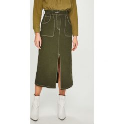 Answear - Spódnica. Zielone spódniczki damskie z wysokim stanem marki ANSWEAR, s, z elastanu, midi. W wyprzedaży za 69,90 zł.