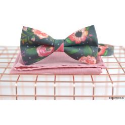 Peonelia. Mucha + lniana poszetka. Szare muszki męskie marki Pakamera, bez wzorów, z bawełny, eleganckie. Za 139,00 zł.