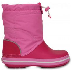Crocs Śniegowce Crocband Lodge Point Boot Kids Candy Pink/Party Pink 24-25 (c8). Różowe kozaki dziewczęce marki Crocs, z nylonu, na wysokim obcasie. W wyprzedaży za 169,00 zł.