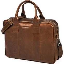 Skórzana torba męska na laptopa BRODRENE R01 jasnobrązowa - j. brązowy. Pomarańczowe torby męskie skórzane Brødrene. Za 449,99 zł.