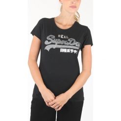 SuperDry Koszulka Czarny. Czarne koszulki damskie Superdry, xs, z nadrukiem, z bawełny, bez kołnierzyka, z krótkim rękawem. Za 188,95 zł.