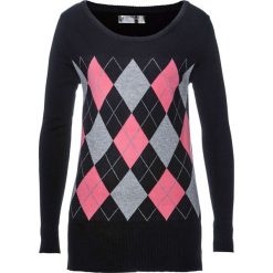 Sweter bonprix czarny. Czarne swetry klasyczne damskie bonprix, z klasycznym kołnierzykiem. Za 89,99 zł.