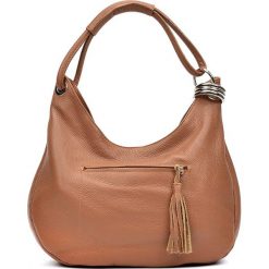 Shopper bag damskie: Skórzana torebka w kolorze koniaku – (S)35 x (W)38 x (G)6 cm