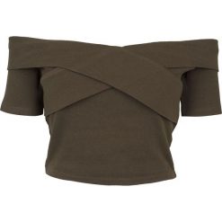 Urban Classics Ladies Off Shoulder Cross Rib Tee Koszulka damska oliwkowy. Zielone t-shirty damskie Urban Classics, m, z materiału, z kołnierzem typu carmen, z krótkim rękawem. Za 54,90 zł.