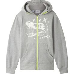 Bluza rozpinana z nadrukiem i nadrukiem bonprix jasnoszary melanż z nadrukiem. Szare bluzy chłopięce bonprix, z nadrukiem, bez rękawów, bez kaptura. Za 74,99 zł.