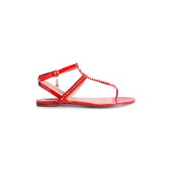 Sandały Patrizia Pepe 2V6817/A2NN-F398. Czerwone sandały damskie Patrizia Pepe, bez wzorów, bez obcasa, bez zapięcia. Za 349,00 zł.