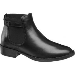 Botki damskie 5th Avenue czarne. Czarne botki damskie 5th Avenue, ze skóry, bez obcasa, bez zapięcia. Za 179,90 zł.